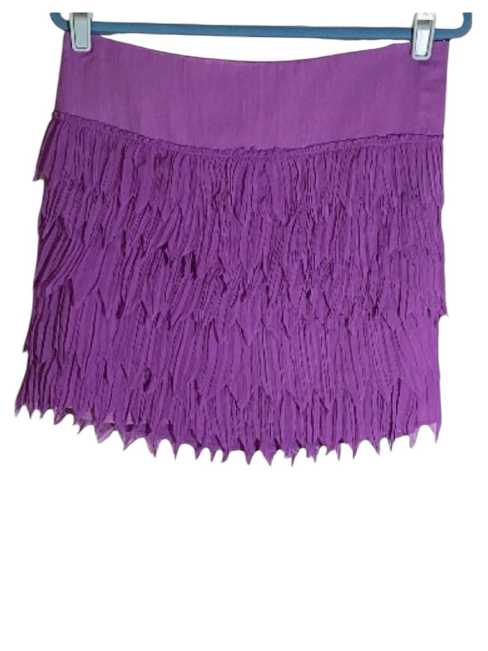 Purple Mini Skirt Ruffle Fringe Fully Lined Hidden Side Zipper Women’s Size 12